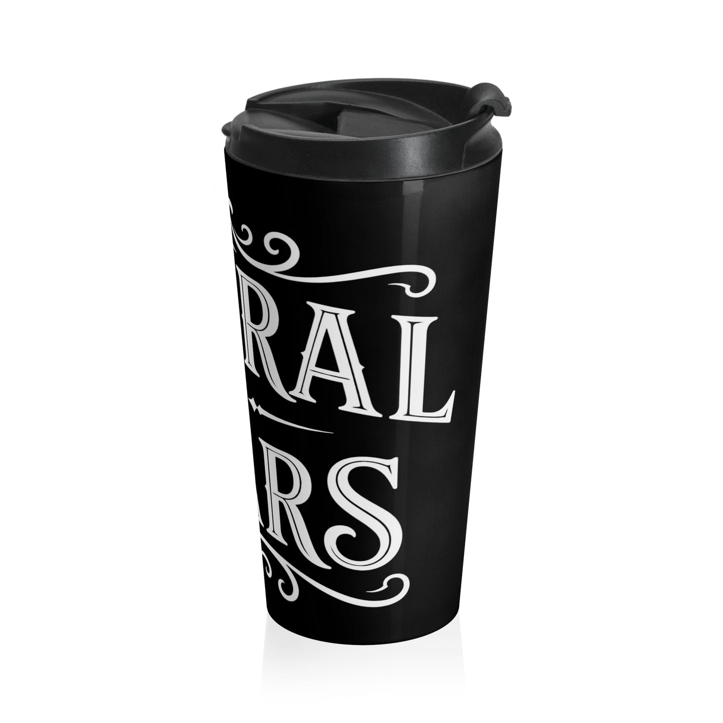 Vintage Black Stainless Travel Mug — "Liberate, Learn, Lead" Inspirational Coffee Tumbler