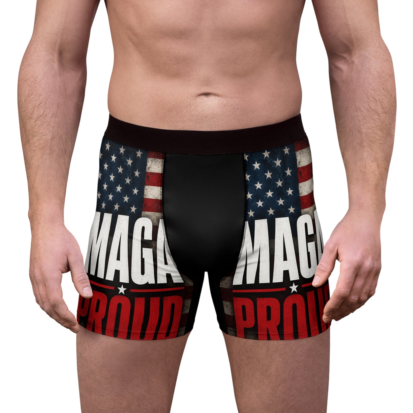 Patriotic Political Boxer Briefs — MAGA Proud American Flag Design