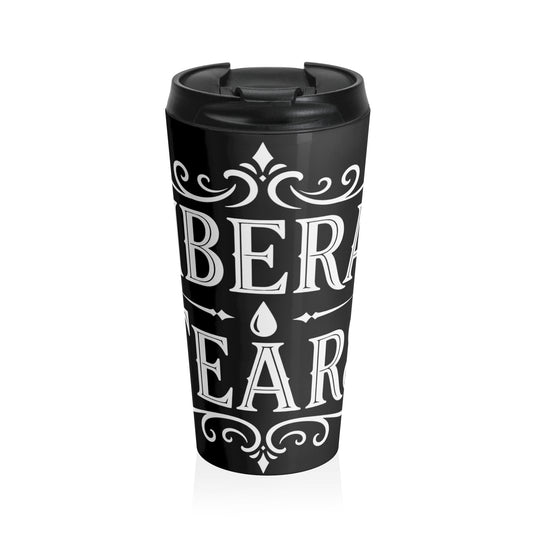 Vintage Black Stainless Travel Mug — "Liberate, Learn, Lead" Inspirational Coffee Tumbler
