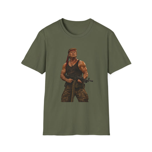 Action Hero Soldier T-Shirt — Vintage Bandana Warrior Graphic Tee
