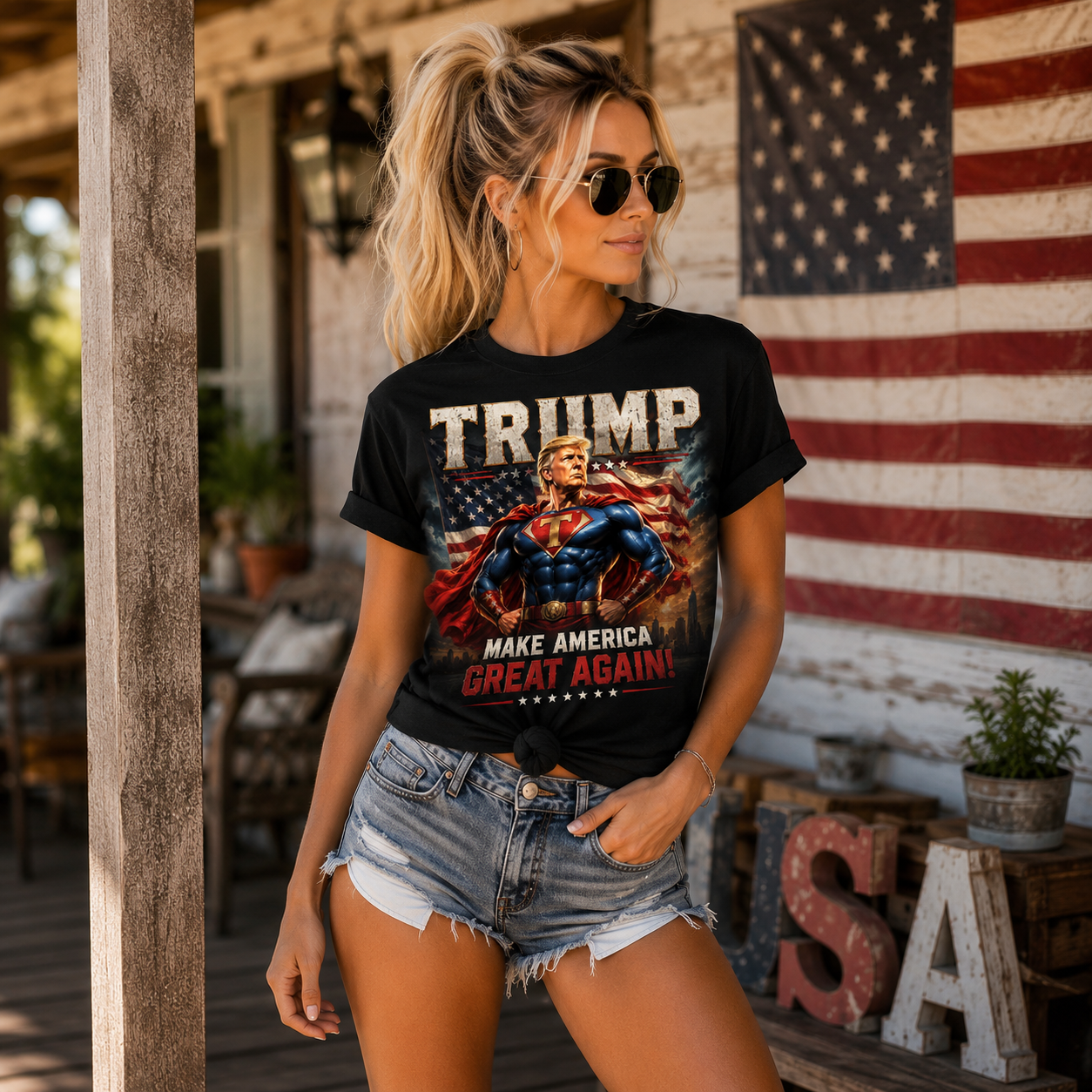 Trump Superhero T-Shirt — "Make America Great Again" Patriotic Tee