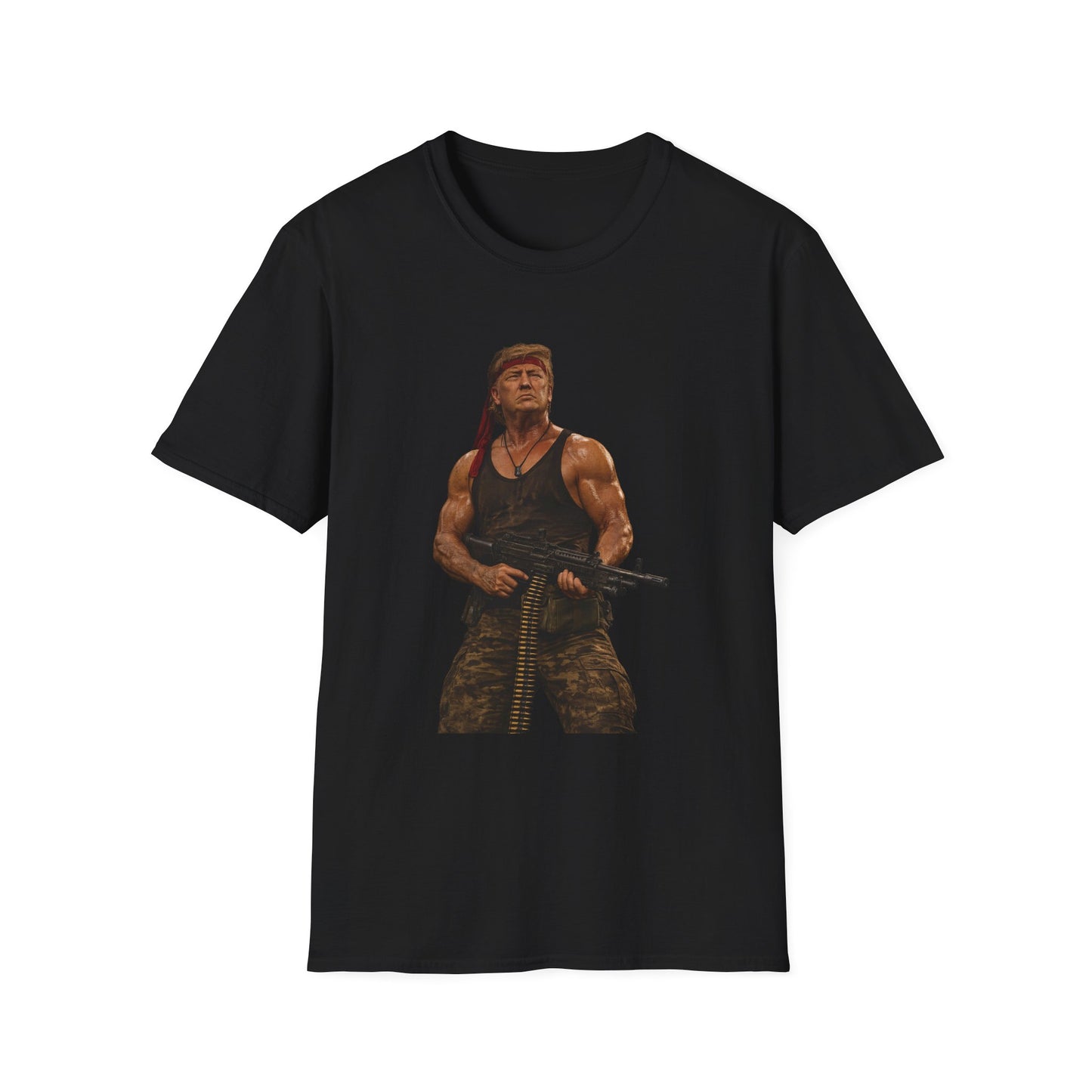 Action Hero Soldier T-Shirt — Vintage Bandana Warrior Graphic Tee