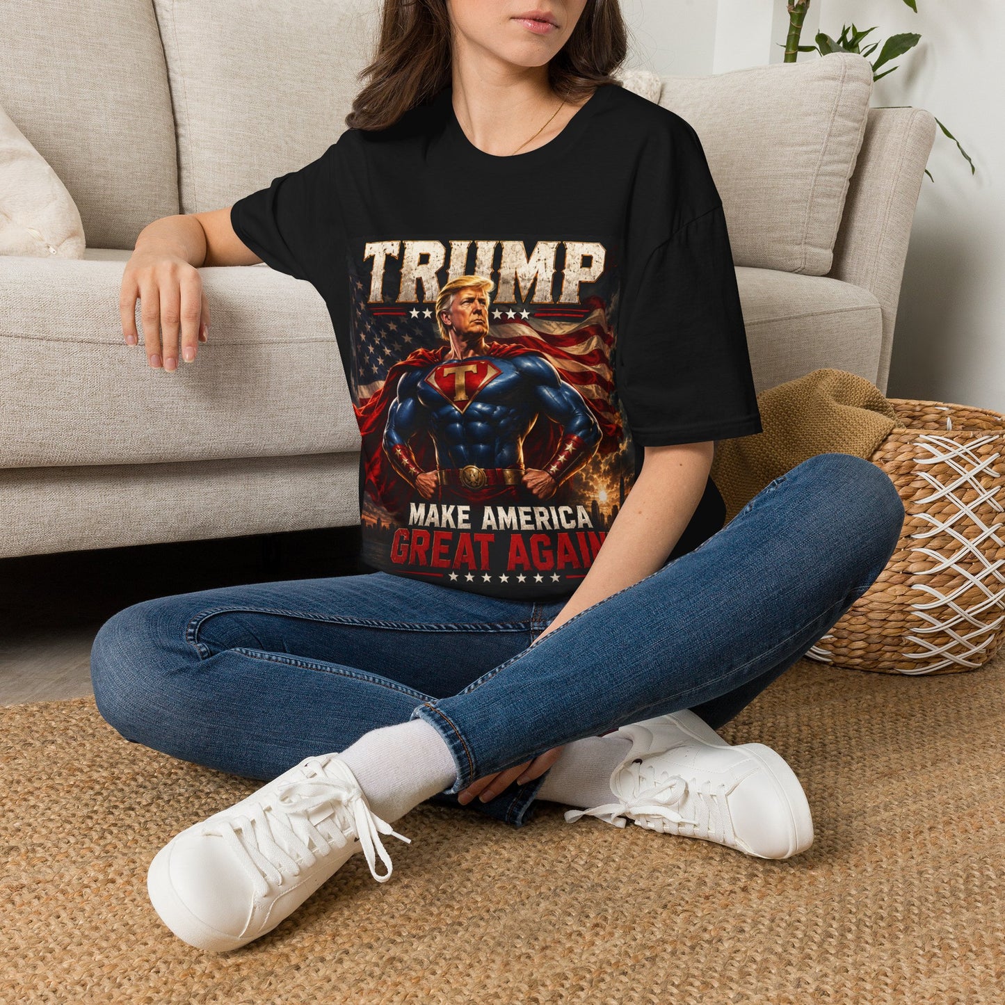 Trump Superhero T-Shirt — "Make America Great Again" Patriotic Tee